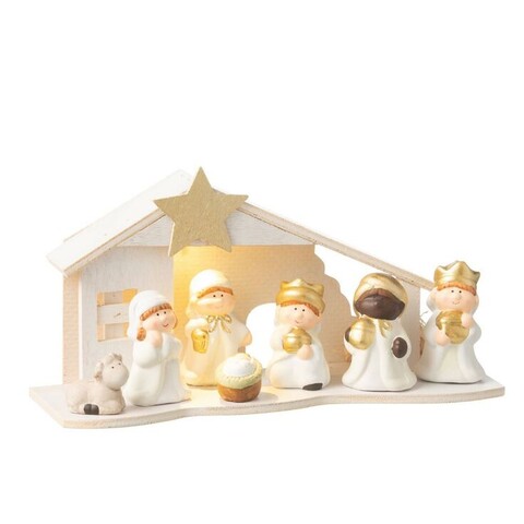 Dekohänger White Christmas 7er-Set – Holz-Weihnachtsbaumschmuck mit Glitter
