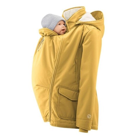 mamalila Allwetter-Tragejacke Cosy Allrounder senf – Winterjacke für Schwangerschaft und Babytragen