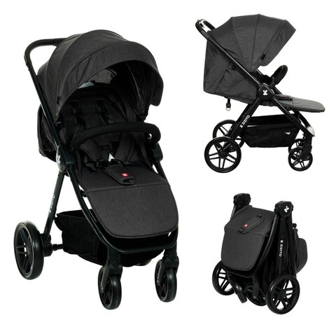 MOON Sportwagen JET-R City Black Fishbone – Leichter Buggy mit Liegefunktion