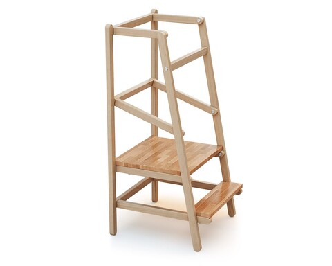 WEBABY Lernturm Buche lackiert – Sicherer Tritthocker für Kinder