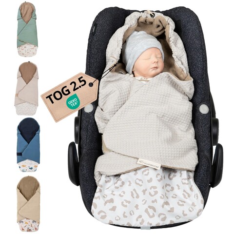 ULLENBOOM Einschlagdecke LEO 90x100cm – Kuschelige Babydecke für Babyschale