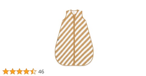 Emma & Noah Schlafsack mit Füßen Toffee Streifen 2.5 TOG – Bio-Baumwolle