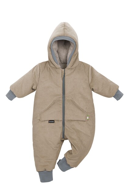 Odenwälder Cord-Anzug Sahara 62/68 – Baby Overall mit Kapuze und Kipp-Bündchen