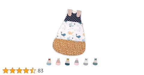 ULLENBOOM Sommer-Schlafsack mit Füßen Graue Sterne – Atmungsaktiv, OEKO-TEX®