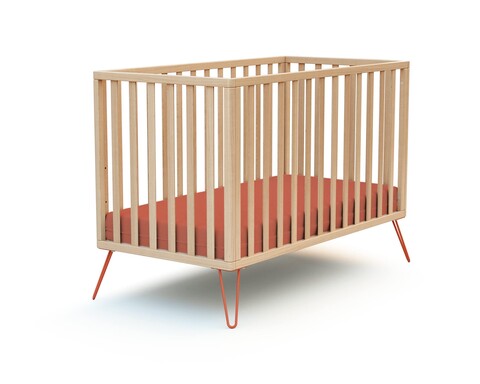JURABABY Babybett ONLY 60x120 cm Buche Terrakotta – Höhenverstellbar