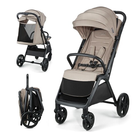 Kinderkraft LOOM Kinderwagen Beige – Leicht, Kompakt, Verstellbar, Pannensichere Räder