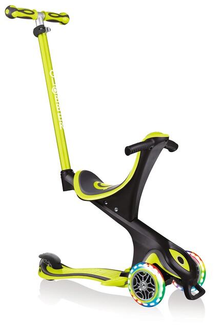 GLOBBER EVO COMFORT LIGHTS 5-in-1 Kinderroller mit Leuchtrollen, lime grün