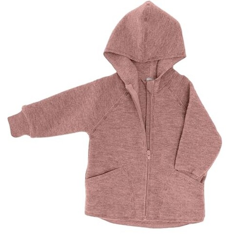 Engel Natur Kapuzenjacke Rosenholz Melange – 100% Bio-Merinoschurwolle
