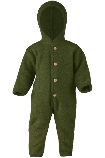 Engel Baby-Overall Schilf Melange – Wollfleece, Kapuze, Bio-Merinoschurwolle