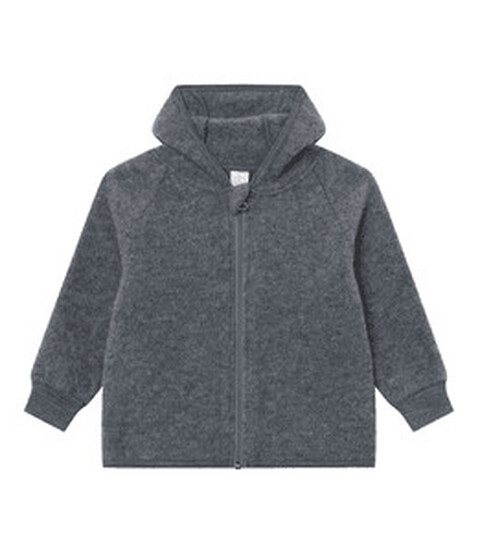 kindsgard Merino Wollwalk Jacke kaelar grau – Babyjacke aus 100% Merinowolle
