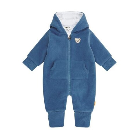 Steiff Strampler Langarm Bijou Blau – Kuscheliger Baby-Einteiler mit Kapuze