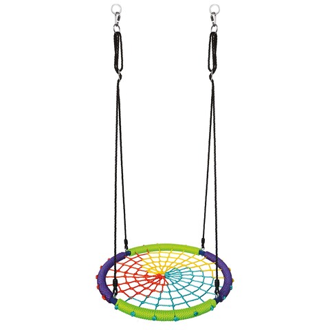 Bino Rund-Netzschaukel bunt 82741 – Spinnennetz-Schaukel für Kinder - Neu