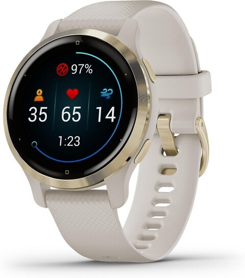 Garmin Venu 2S 40mm Bluetooth Silikonarmband beige Edelstahlgehäuse gold
