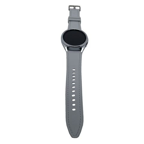 Samsung Galaxy Watch6 Classic 47mm LTE Hybrid Eco-Lederarmband grau Edelstahlgehäuse silber