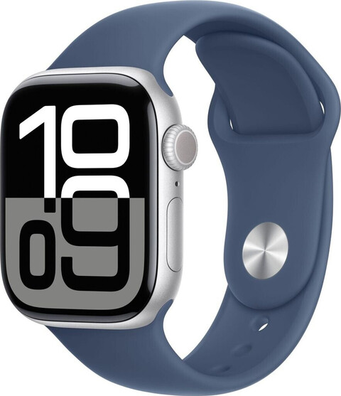 Apple Watch Series 10 42mm GPS Sportarmband denim S/M Aluminiumgehäuse silber